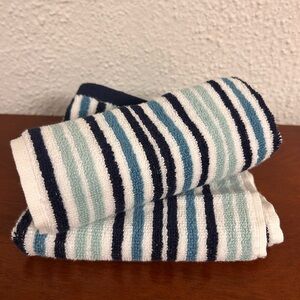 Kate Spade Wash Cloth Set of 2 Blue and white striped NWT